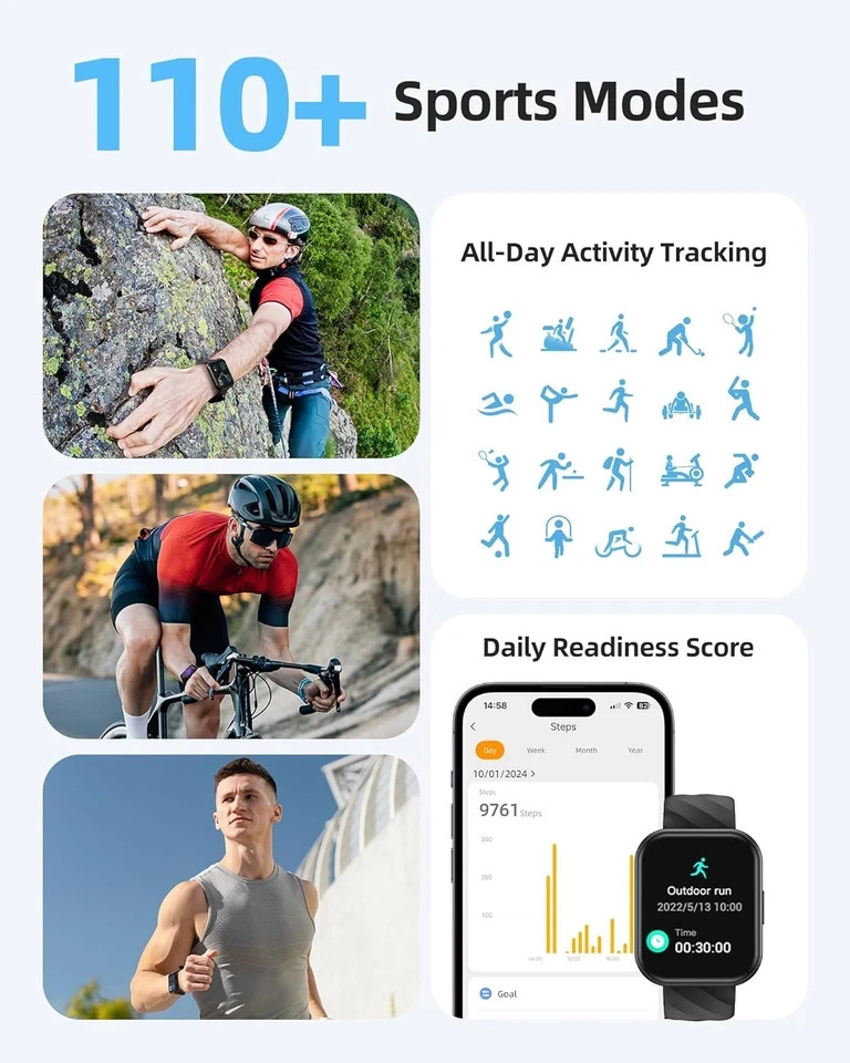 Smart Watch 5ATM Waterproof Watch for Swimming Fitness Activity Trac