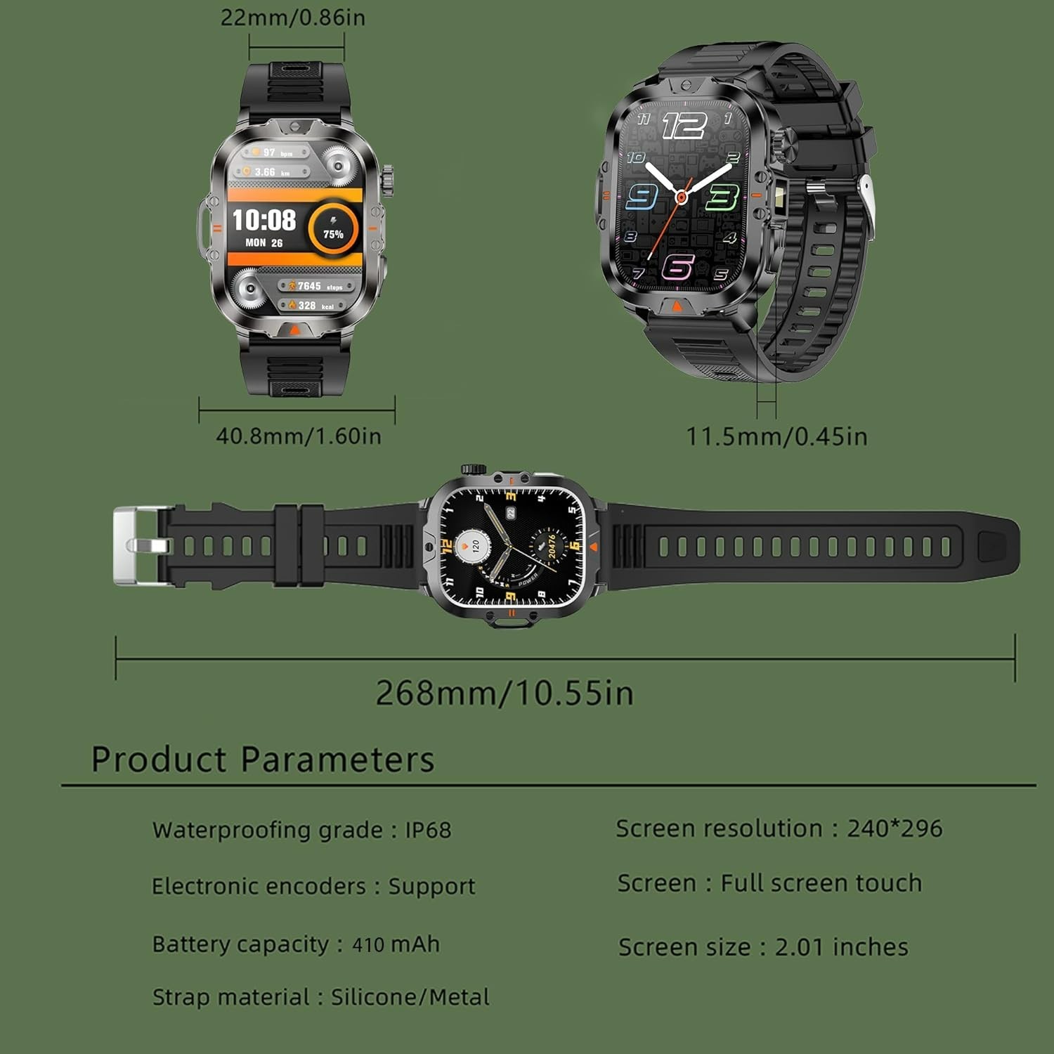 Smart Watch for Men, 2.01” – Orange