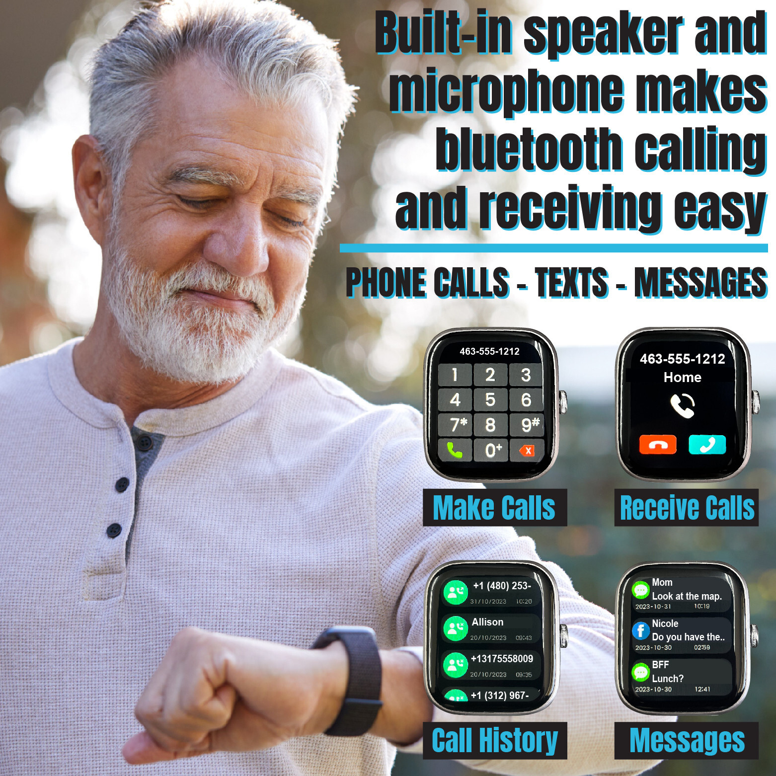 Smart Watch – Bluetooth Fitness Tracker with Heart Rate, Blood Oxygen Monitor
