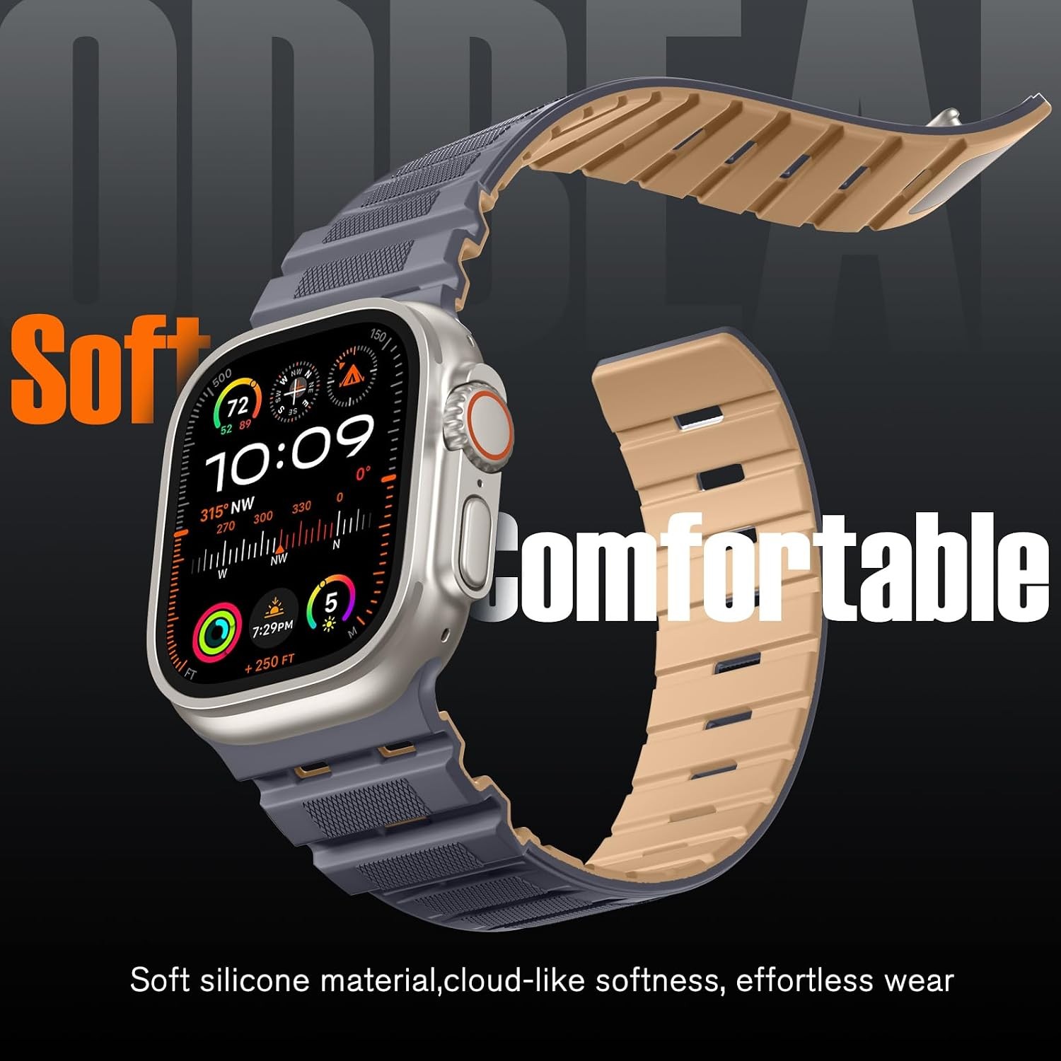 Soft Silicone Two-Toned Strap for Apple Watch 44mm 45mm 46mm 49mm, Breathable De