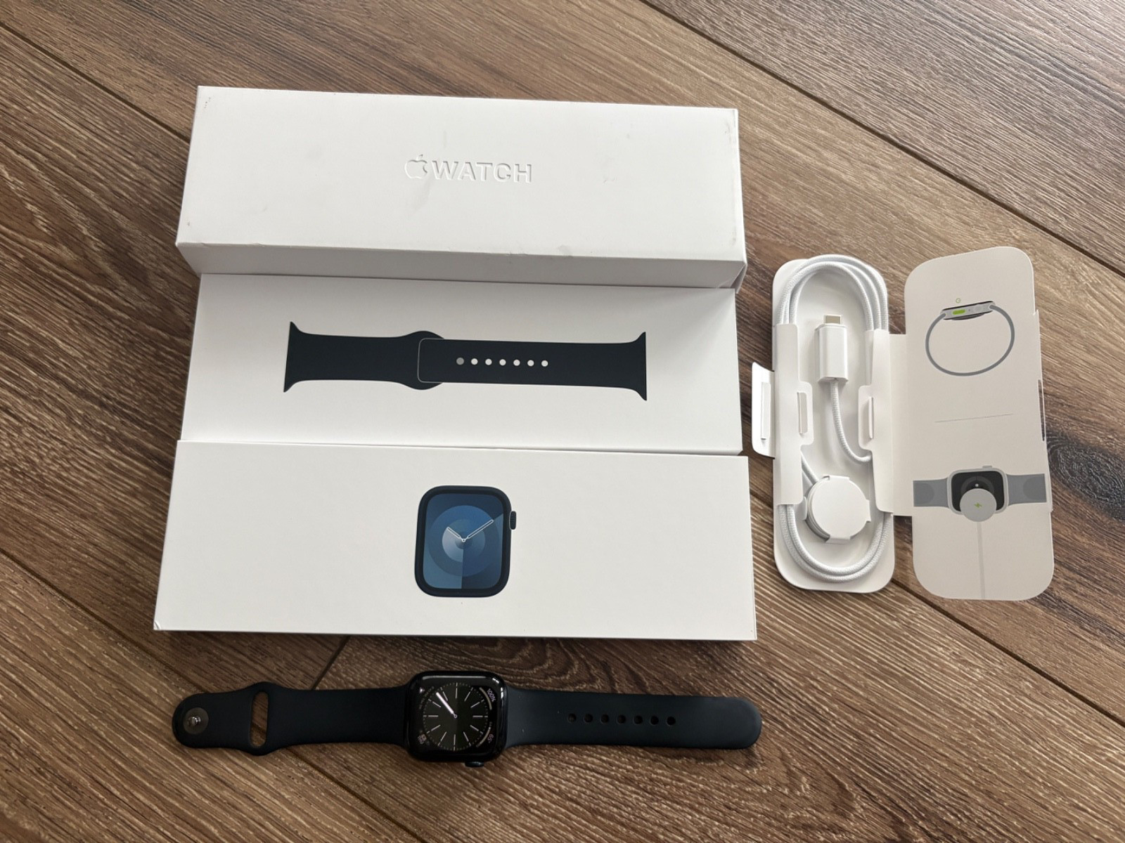 Apple Watch Series (9)- 41mm w/Black S/M Sport Band – Midnight GPS- MR8W3LL/A