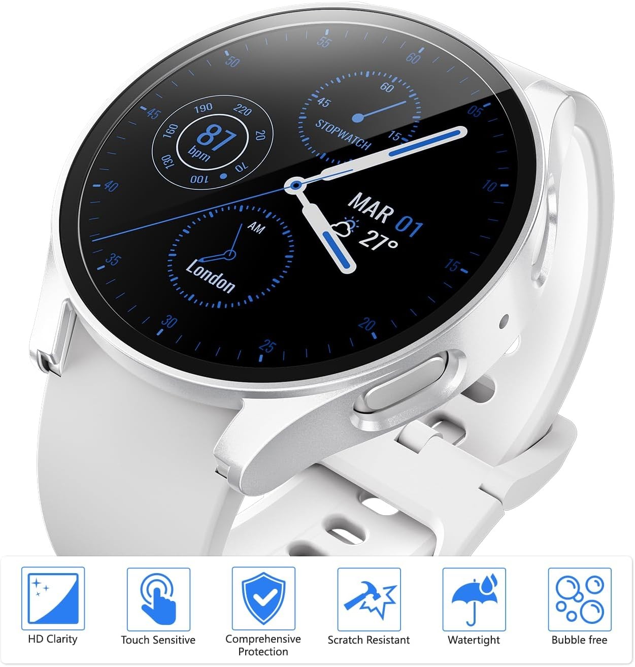 2Pack PC Only Case for Samsung Galaxy Watch 7 40mm with Tempered Glass Protector