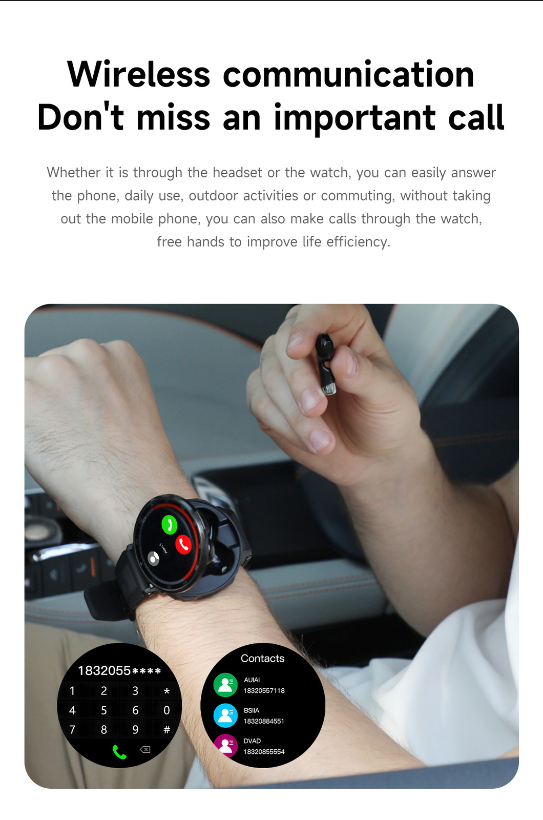 Smart Watch with Earbuds Touch Screen Sports Fitness Tracker for Men Women