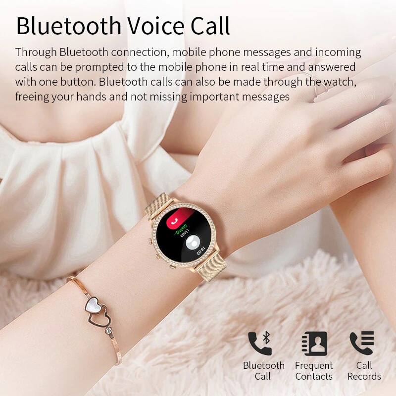 Fashionable Women Sports Waterproof Heart Rate Bluetooth IOS Android Smartwatch
