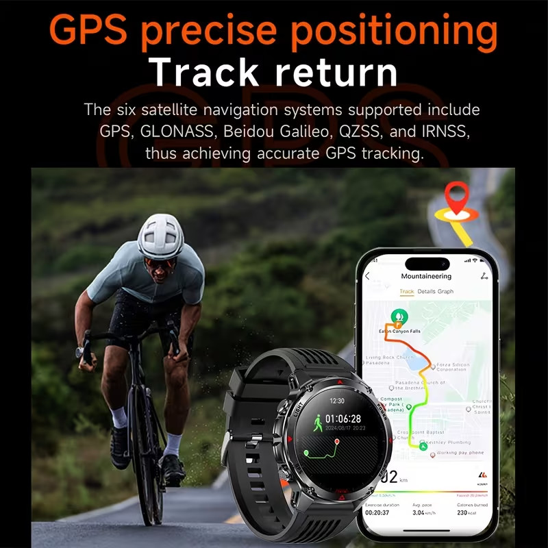 Men’s GPS Smartwatch Outdoor IPX8 3ATM Waterproof Bluetooth Call 1.46″ IPS