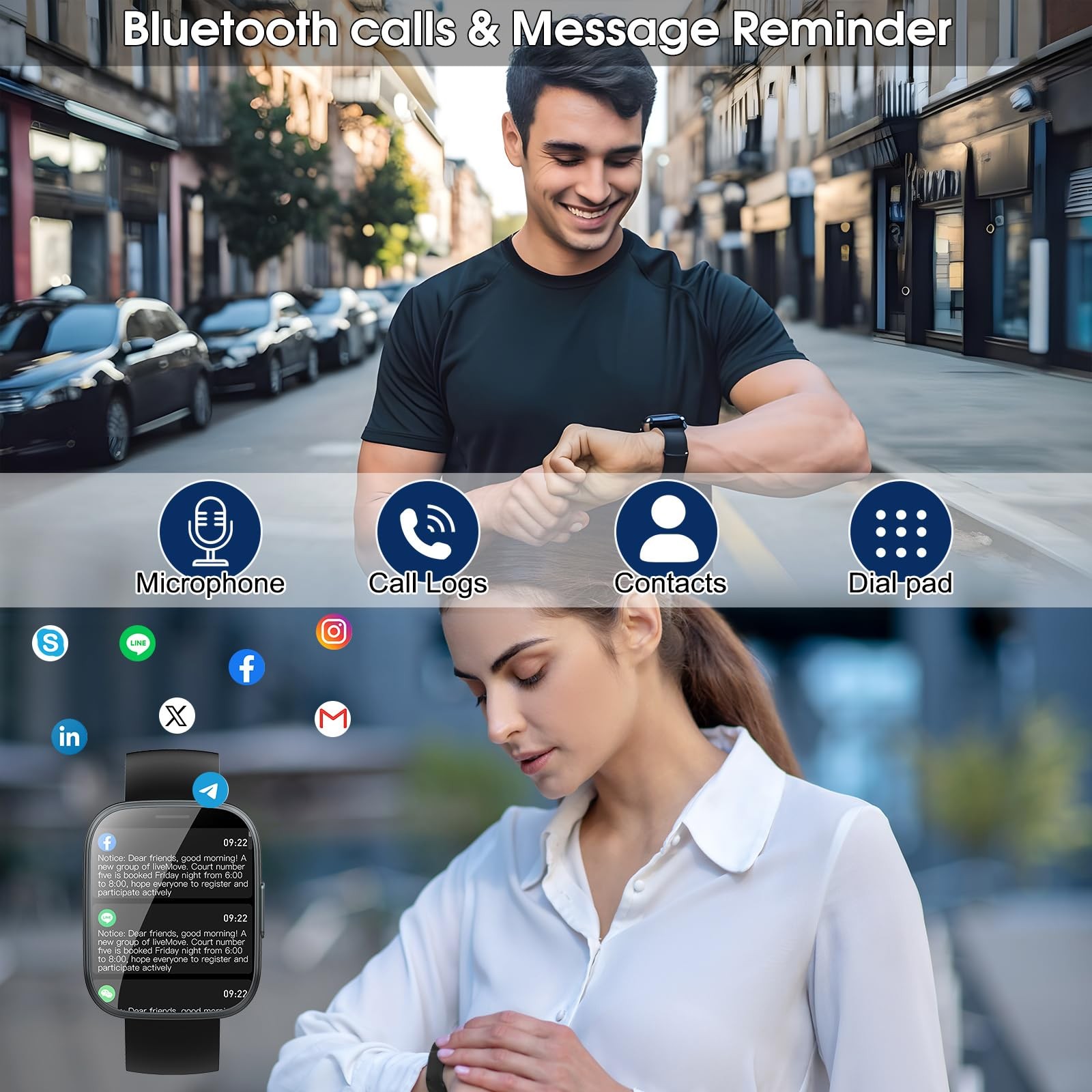 Smart Watches for Men Women, 1.95″ HD Touchscreen Fitness Tracker with Blueto…