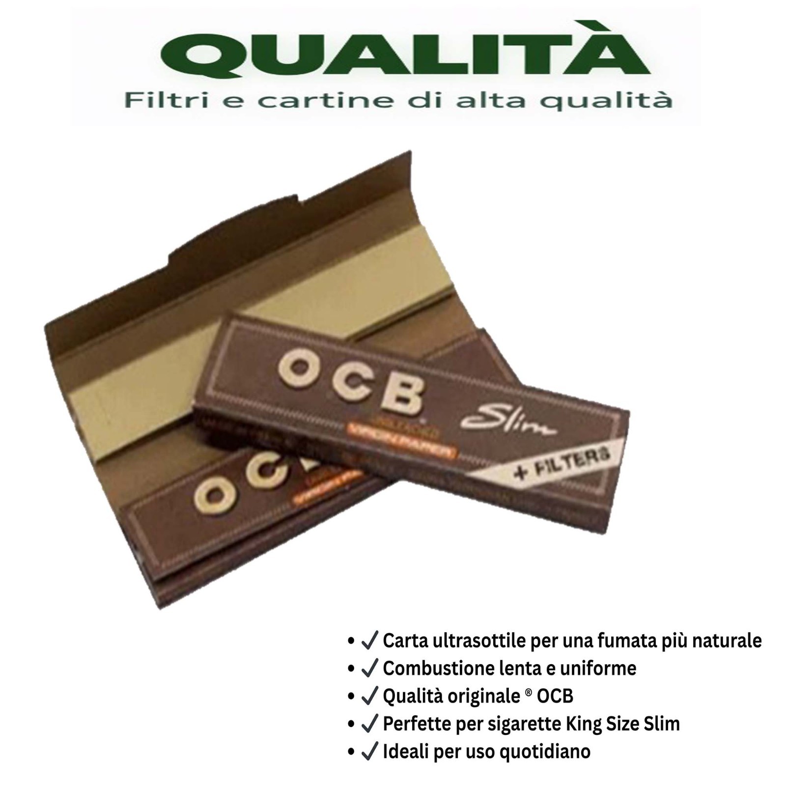 OCB Brown Virgin King Size Slim Cartine + Filtri 64 Libretti Originali (3 Pack)