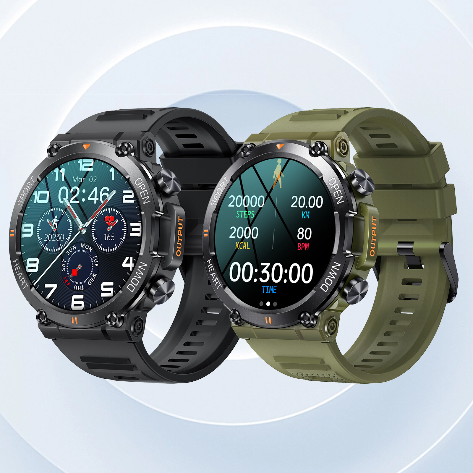1.3 inch military smart Bluetooth call message multi-function sports watch