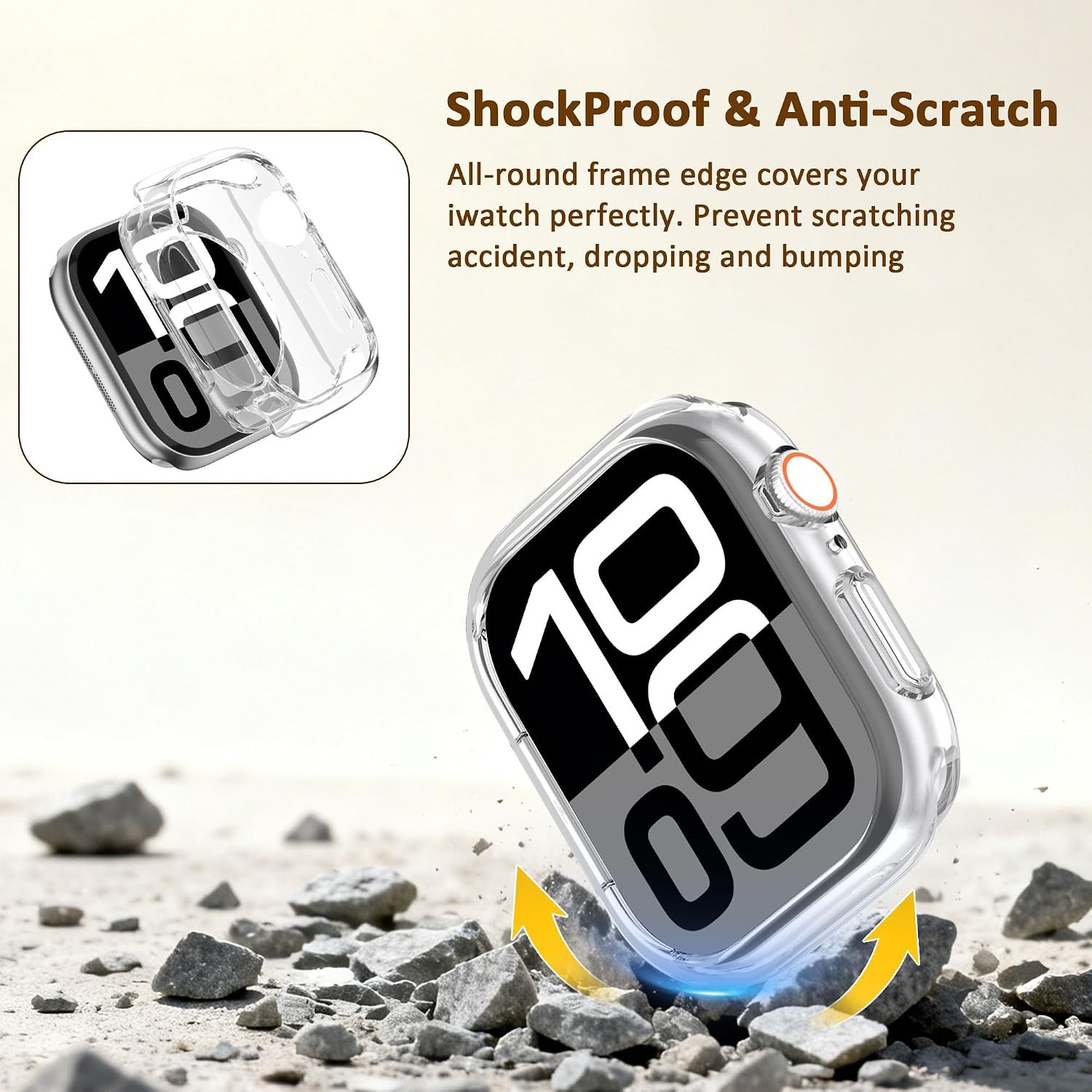 Clear 2 Pack Soft TPU Bumper Case for Apple Watch 46mm Series 11/10 Slim Shockpr