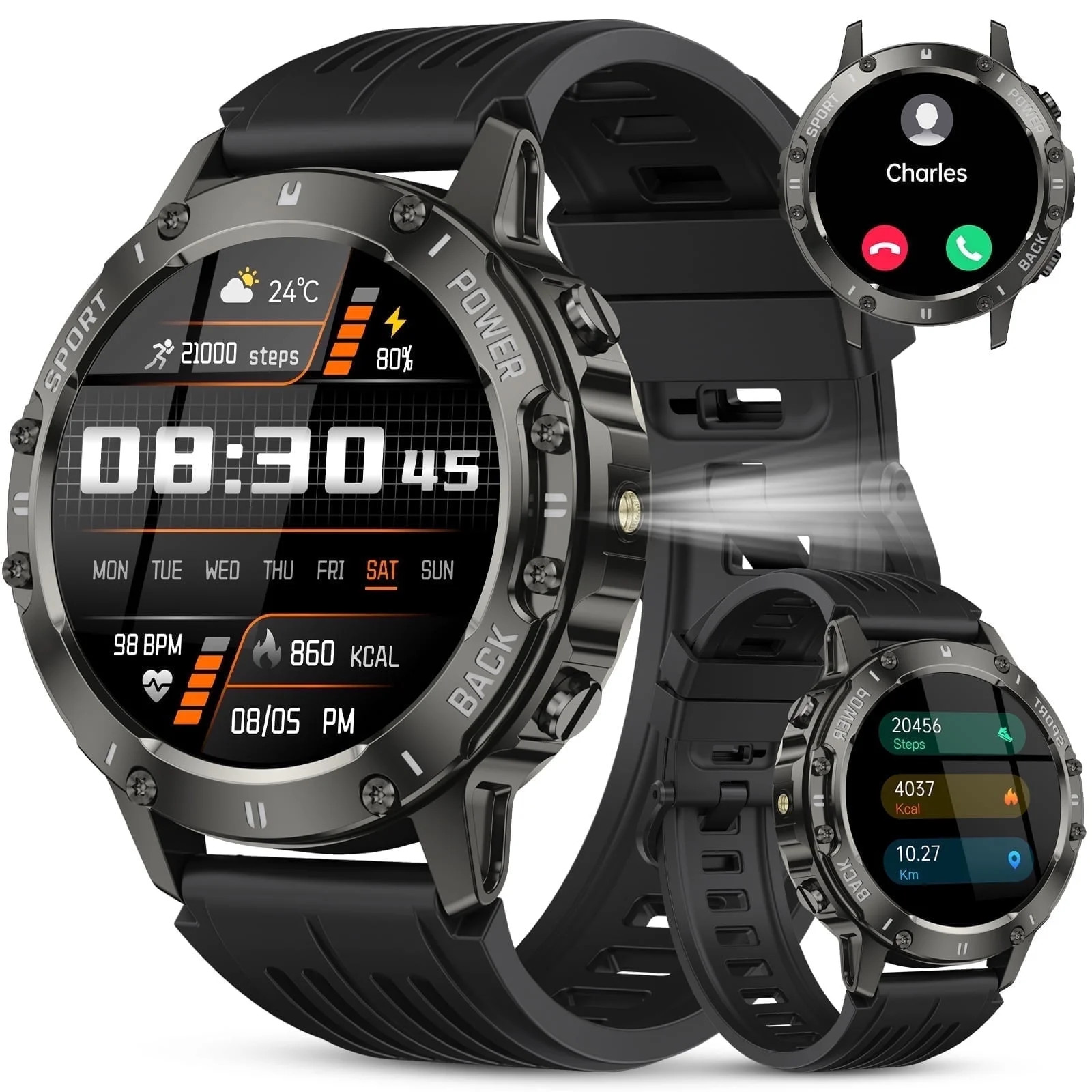 Men’s Luxury Smart Watch, 1.39″ AMOLED, Call & 114 Sports Modes