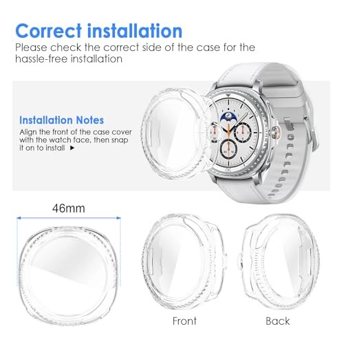 1 Pack Case for Samsung Galaxy Watch 8 Classic 46mm Clear Protective Cover with