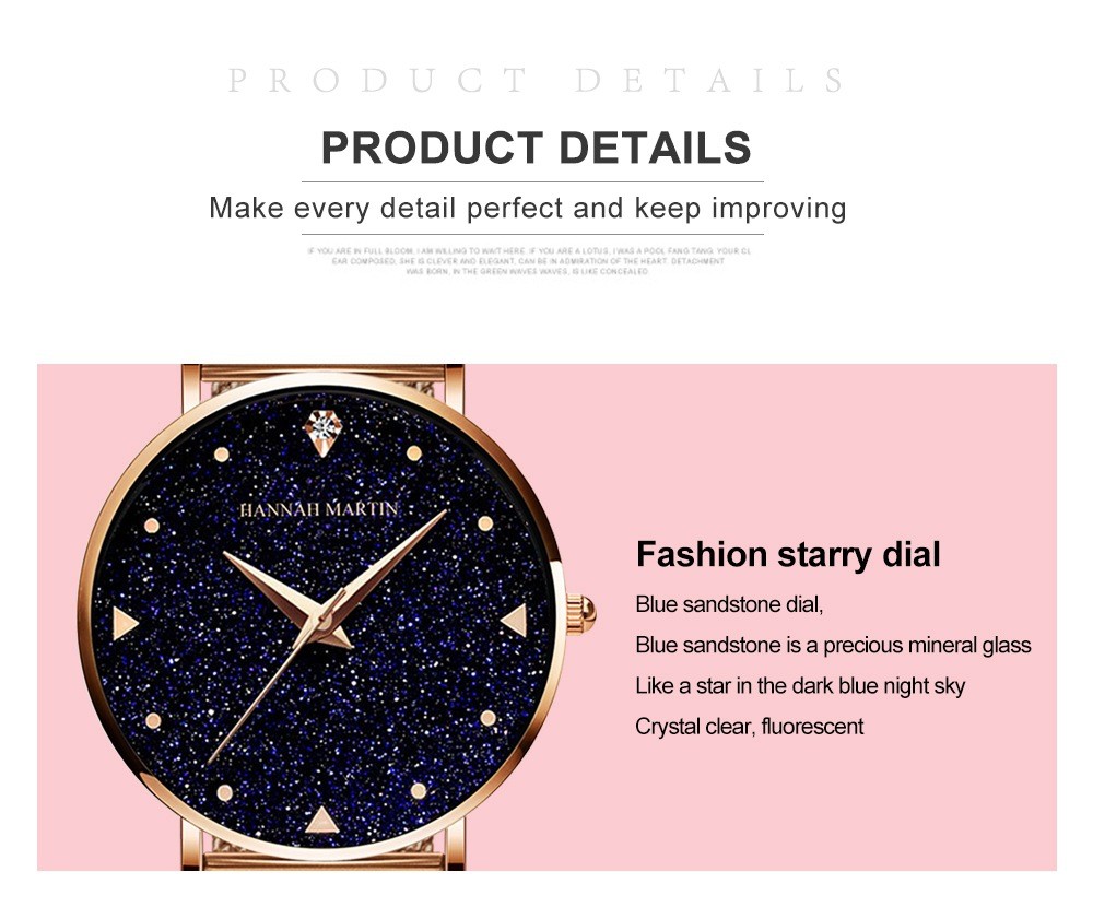 Japan Quartz Movement Stainless Steel Mesh Band Watch Waterproofing For Women
