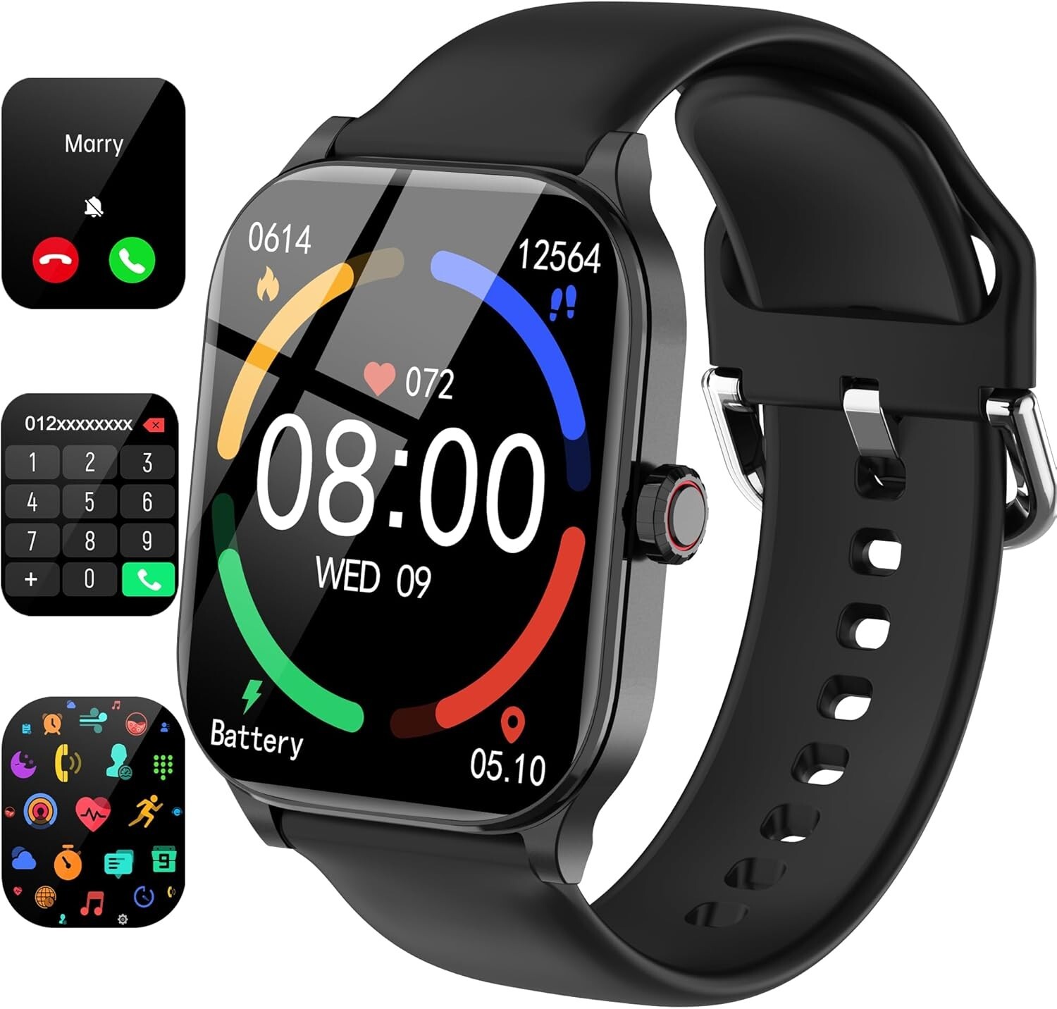 Smart Watch(Answer/Make Call), 1.85″ HD Smartwatch for Women Men, Fitness Tracke