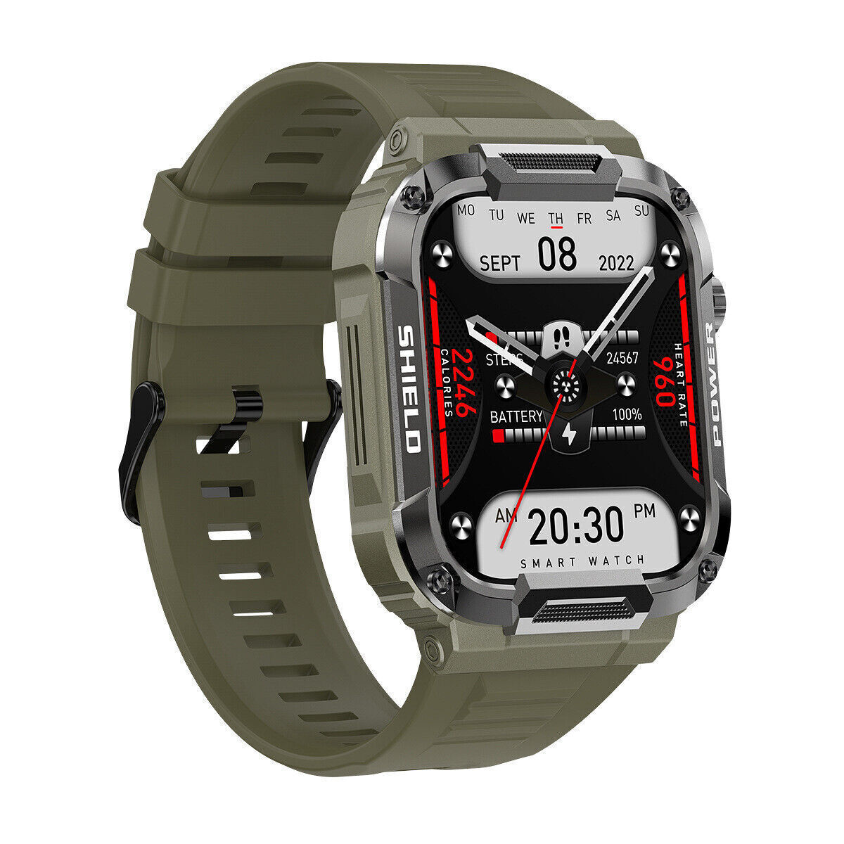 Black Smart Watch Men Women Fitness Tracker Heart Rate Watches for Android iOS