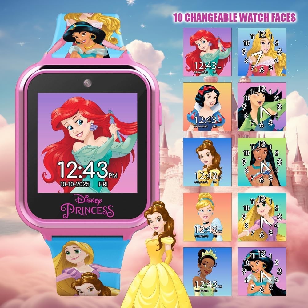 Disney Princess Kids Smartwatch Touchscreen Selfie Camera Pedometer Alarm