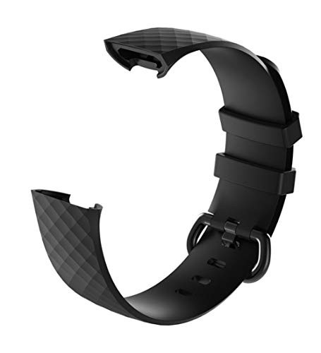 2 Pack Silicone Sport Watch Bands Compatible with Fitbit Charge 4 and 3 for Men