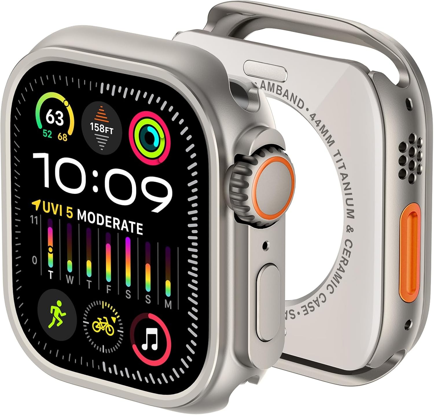 3 in 1 Metal Case for Apple Watch Series 6/5/4 SE 44mm Rugged Bumper Protector