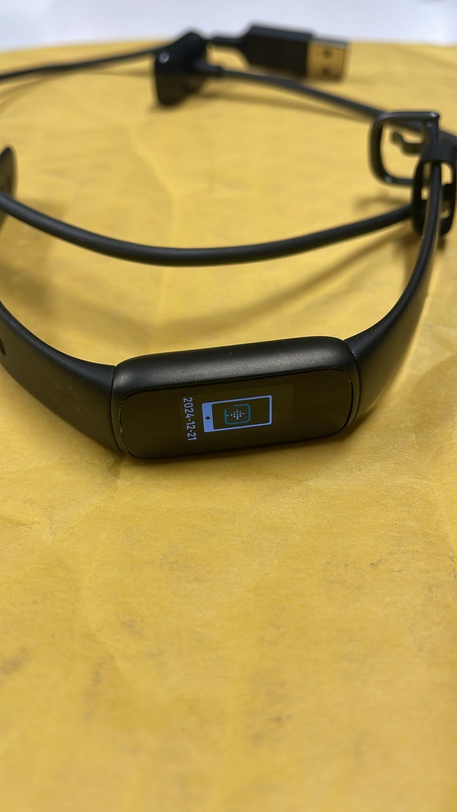 Fitbit Luxe Fitness Wellness Tracker Stainless Steel Black Charger & Band USED