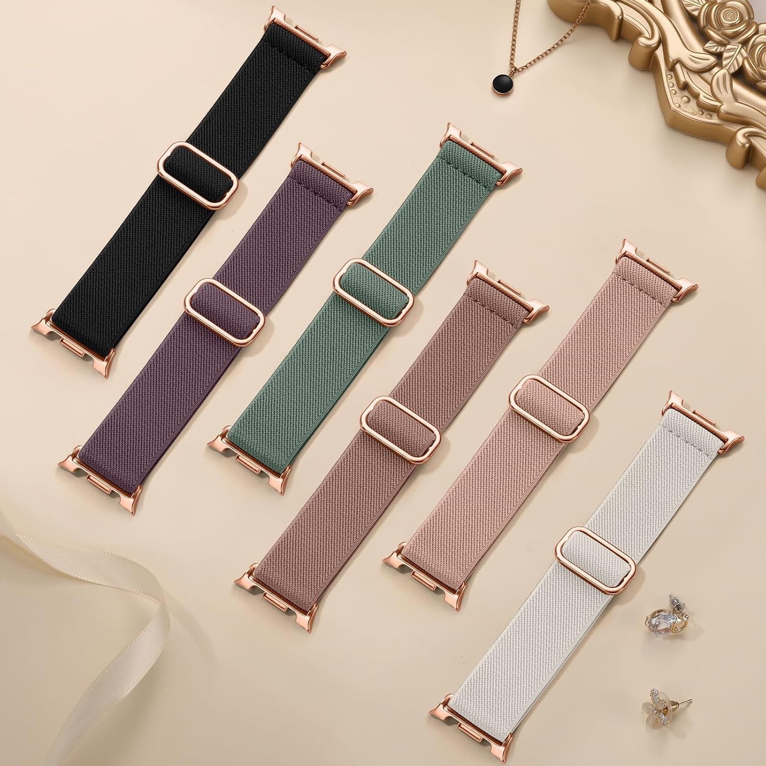 6 Pack Elastic Bands for Samsung Galaxy Watch 8 40mm 44mm, Soft Nylon Replacemen