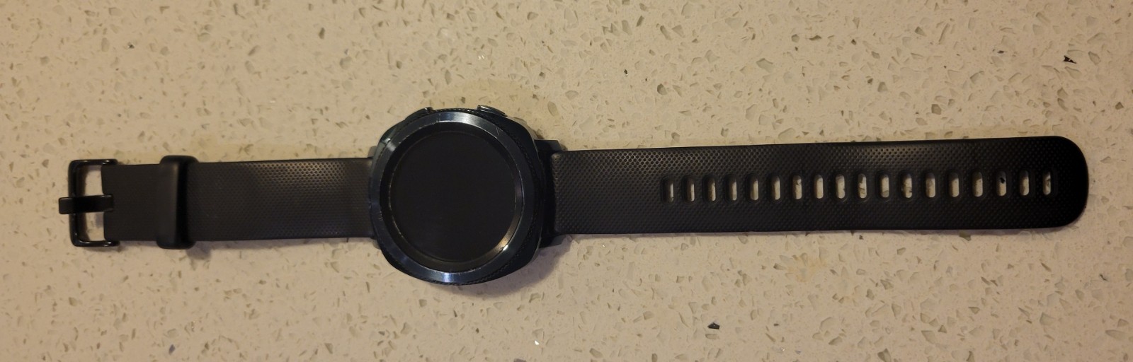 Samsung Gear Sport 44.6mm Black Case Silicone Band (needs battery)