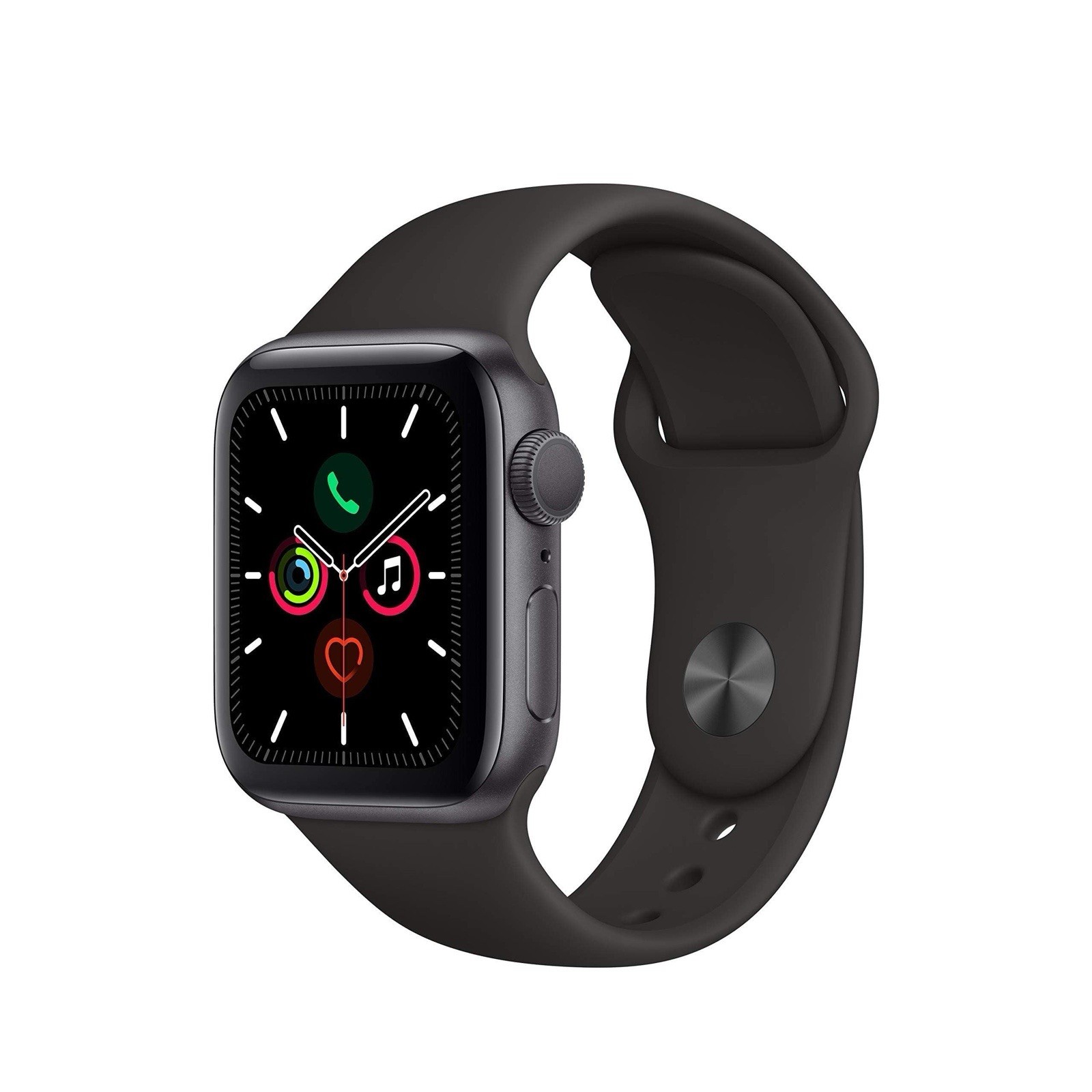 Apple Watch Series 5 44mm Space Gray Aluminum Case with Black Sport Band – S/M &