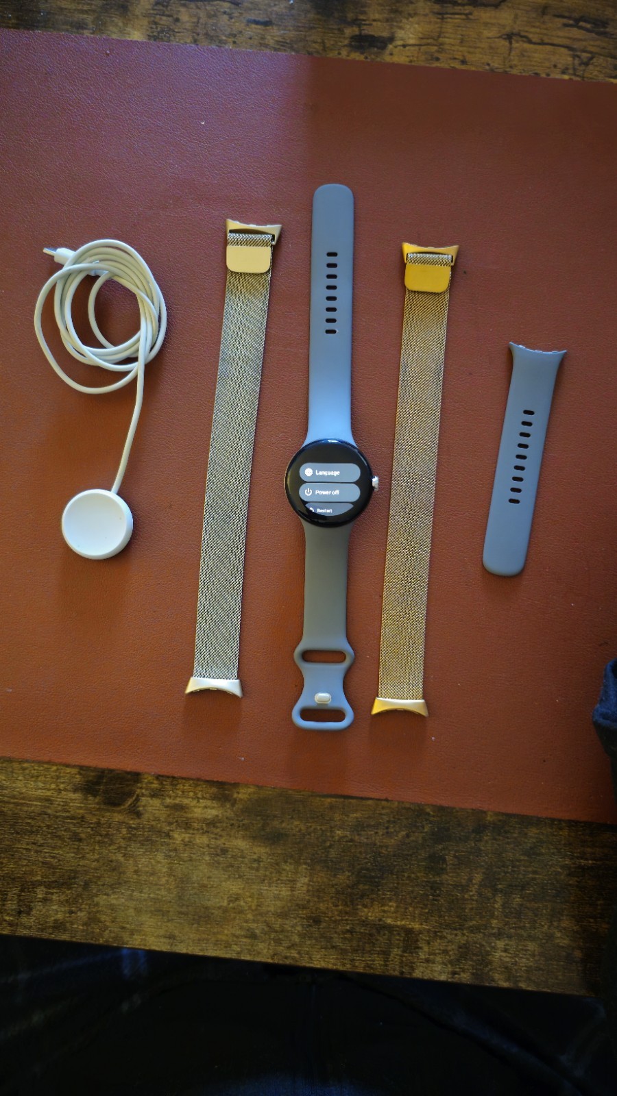 Google Pixel Watch 41mm Polished Silver Stainless Steel w/ Band and Two Extra