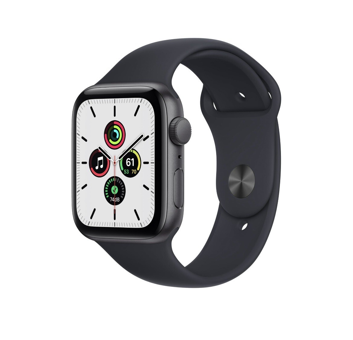 Apple Watch SE 44mm Midnight Space Gray Aluminum Case with Midnight Sport…