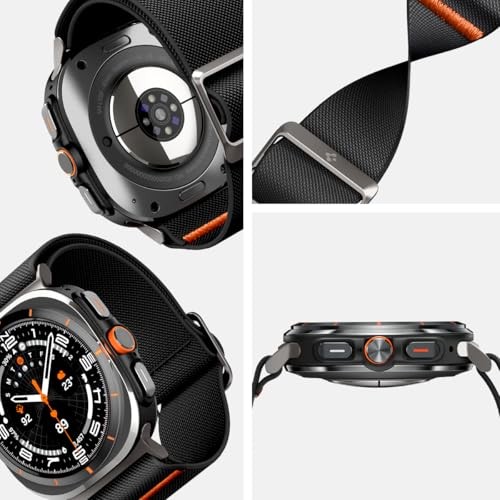 Nylon Solo Loop Strap Compatible with Samsung Galaxy Watch Ultra 47mm Black