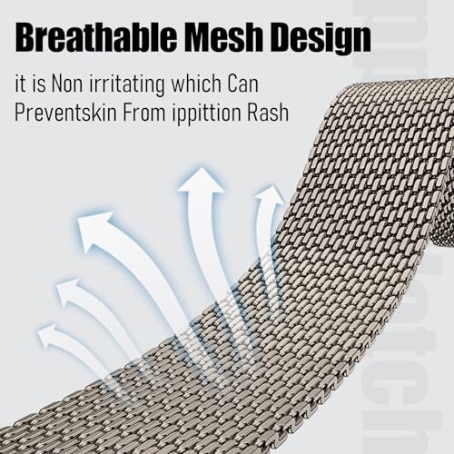 Milanese Loop Stainless Steel Mesh Magnetic Buckle Strap Compatible with Apple W