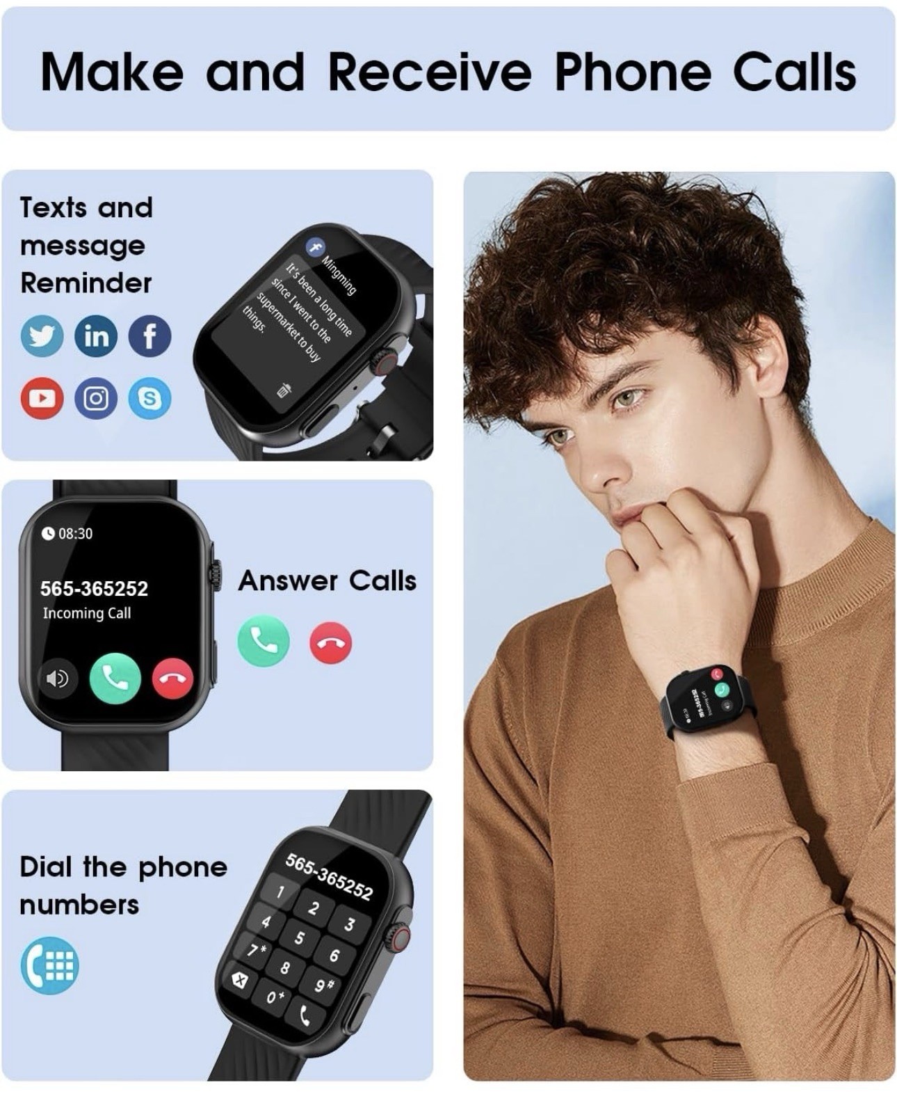 Smart Watch for Men Women (Answer/Make Calls), 2.0″ Fitness Tracker