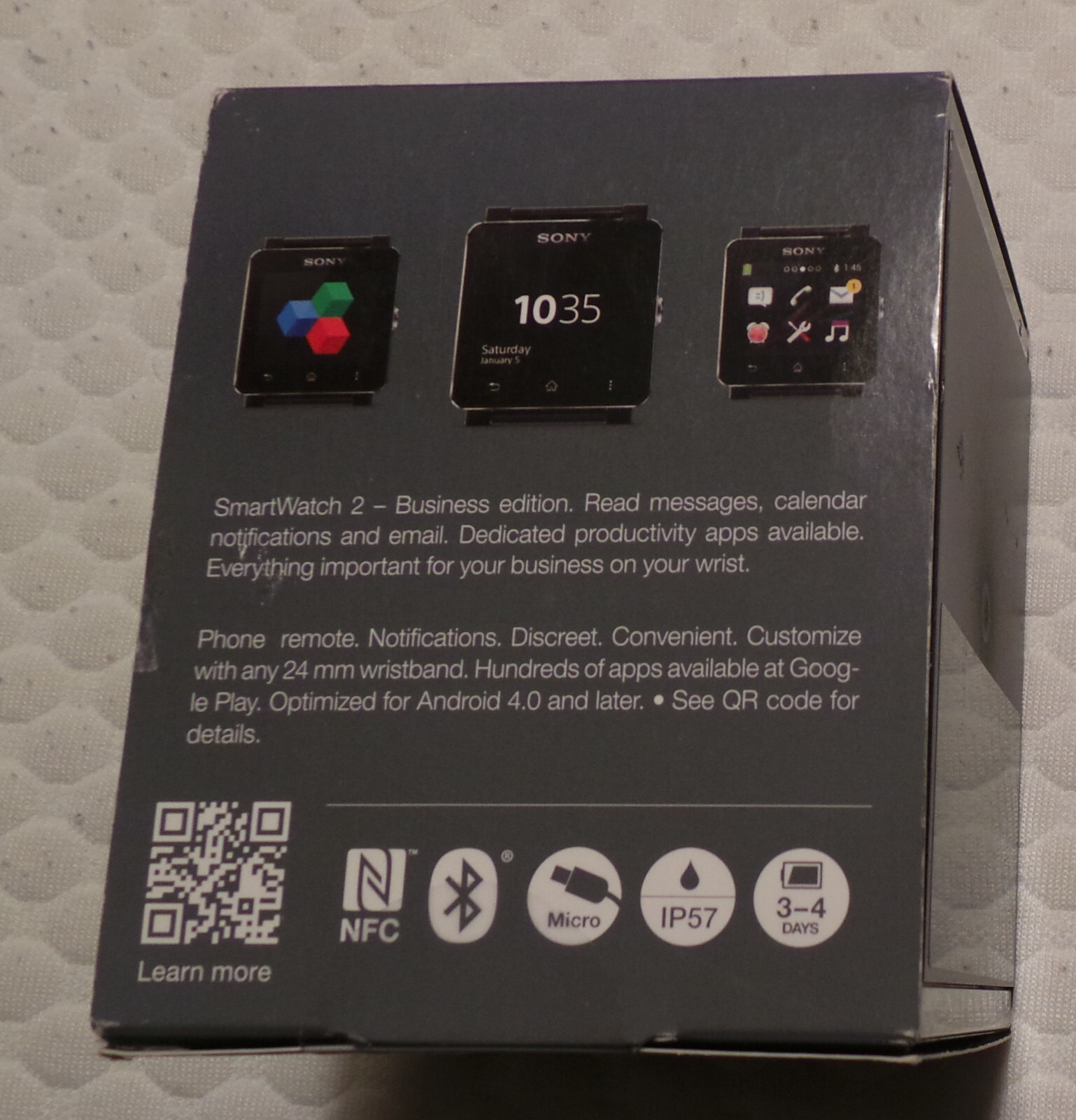Packaging only for Sony SW2 Smart Watch 2 – packaging only no watch