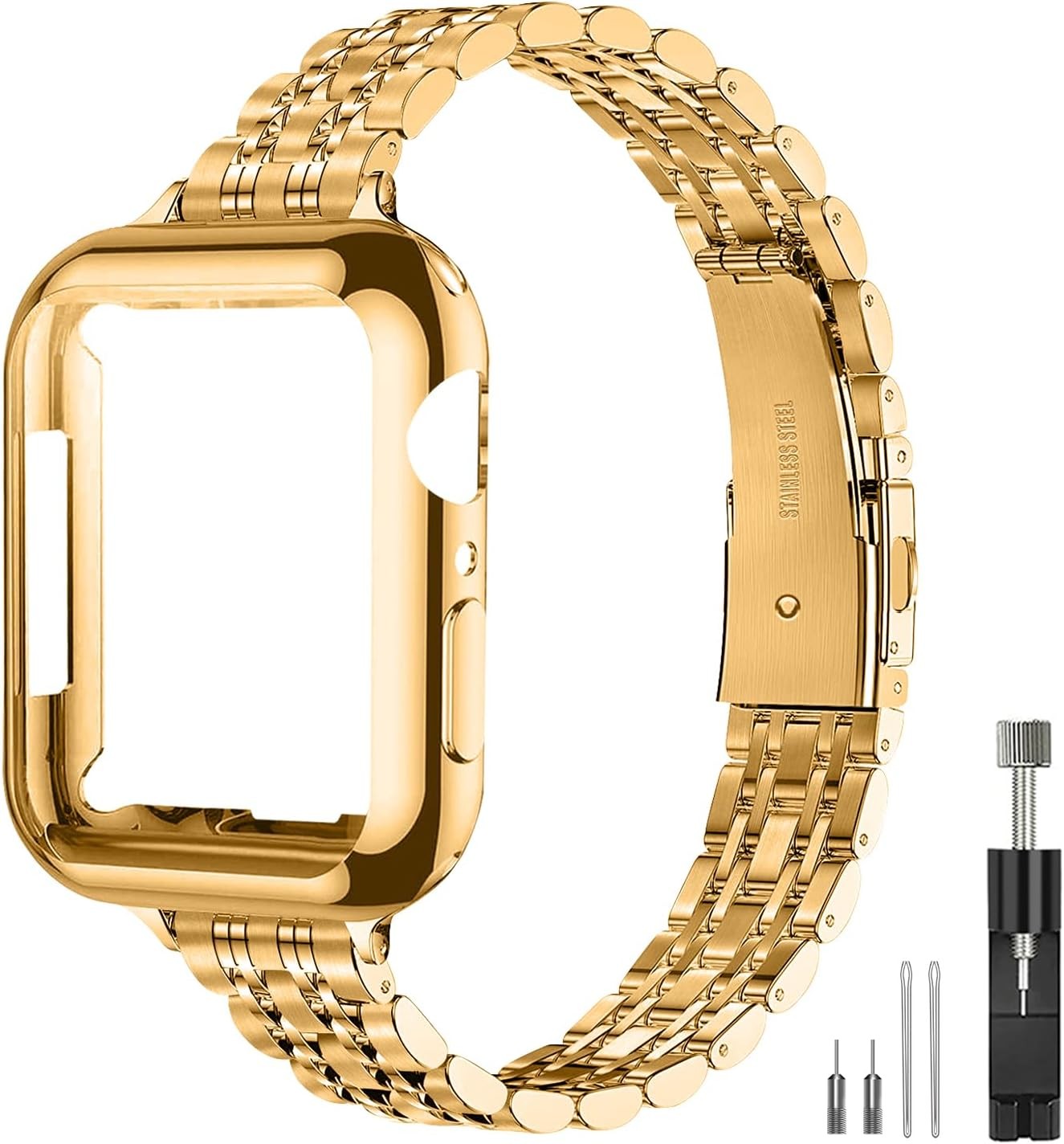 Luxury Gold Metal Watch Band for Apple Watch 38mm 40mm 42mm 44mm Series