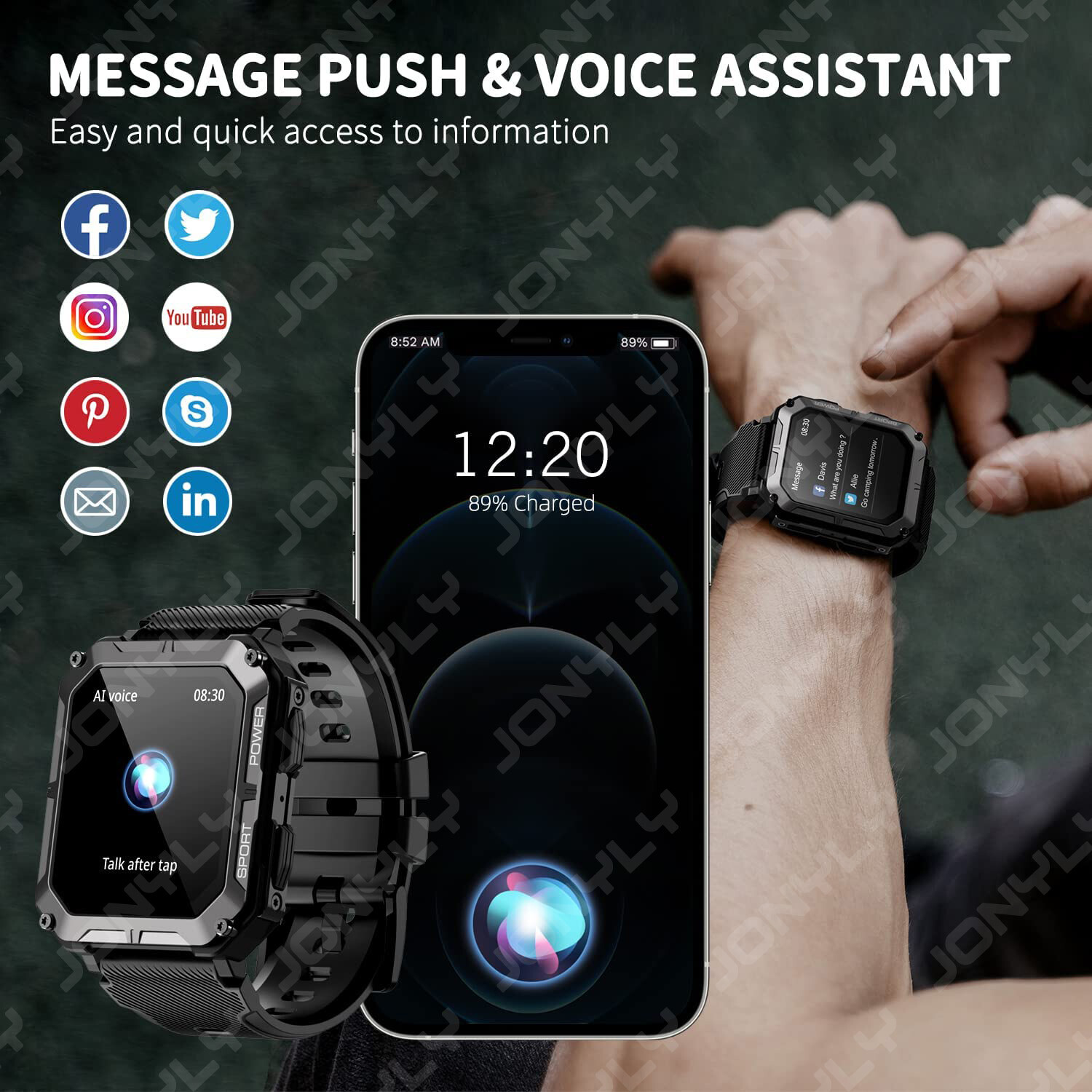 Military Smart Watch for Men(Answer/Make Calls) Rugged Tactical Fitness Tracker