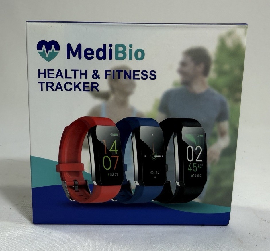 MediBio Health & Fitness Tracker Smart Band Watch Black Wearfit 2.0 iOS Android