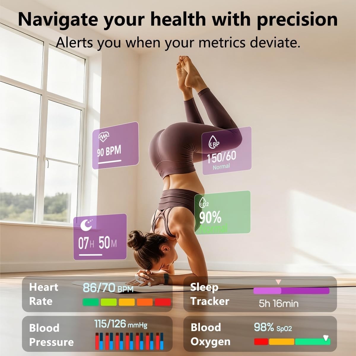 Health Fitness Tracker with Blood oxy-gen Monitor and 24/7 Heart Rate and Blo…