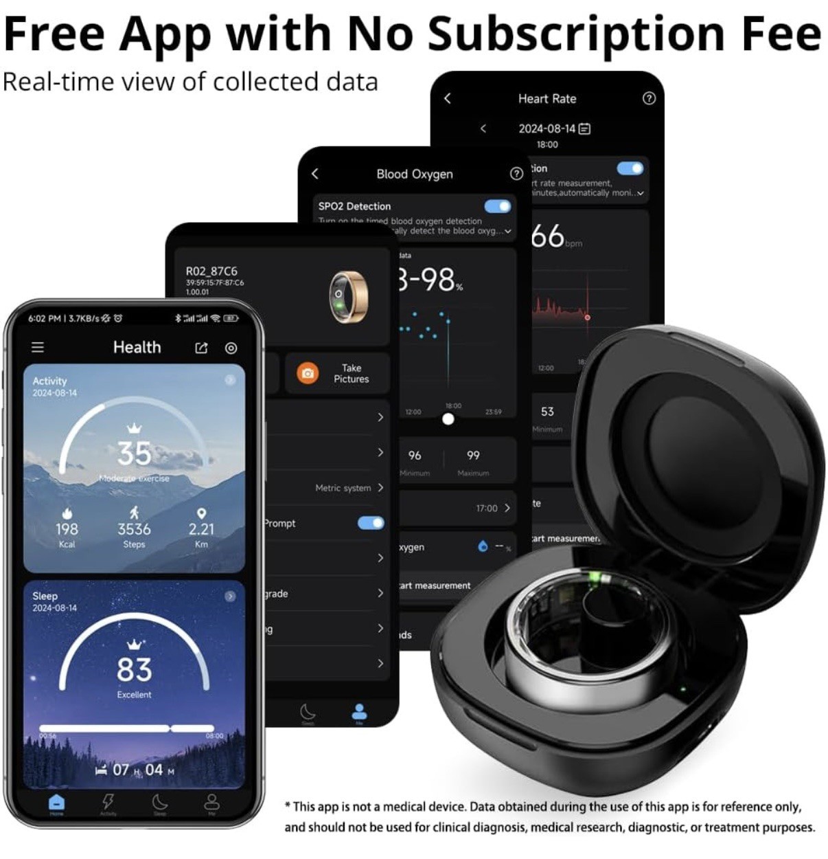 COLMI R02 Smart Ring with Charging Case Health Fitness Tracker Heart Rate Sleep