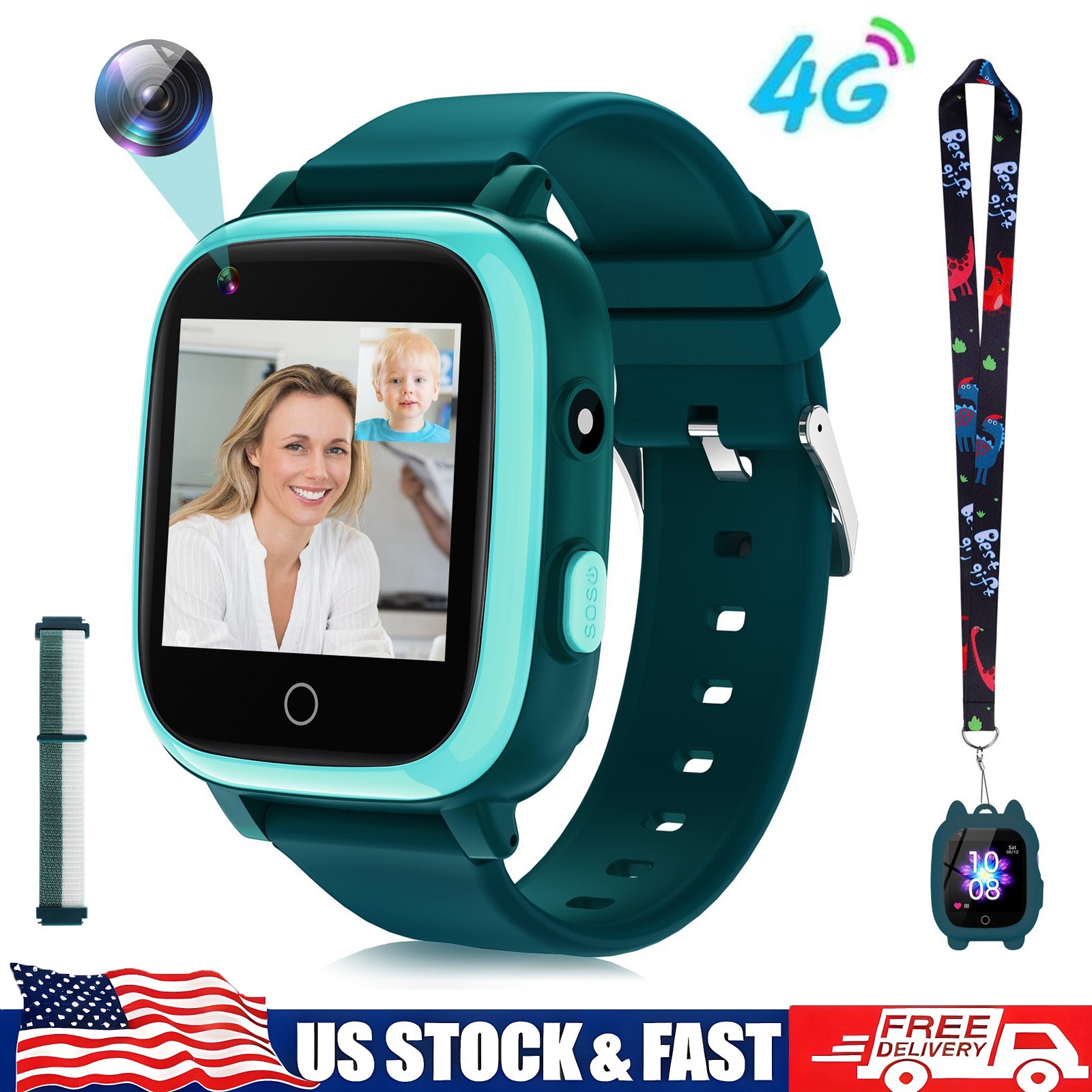 4G Kids Smart Watch with GPS Tracker SOS Video Call HD Touchscreen for Boy Girls