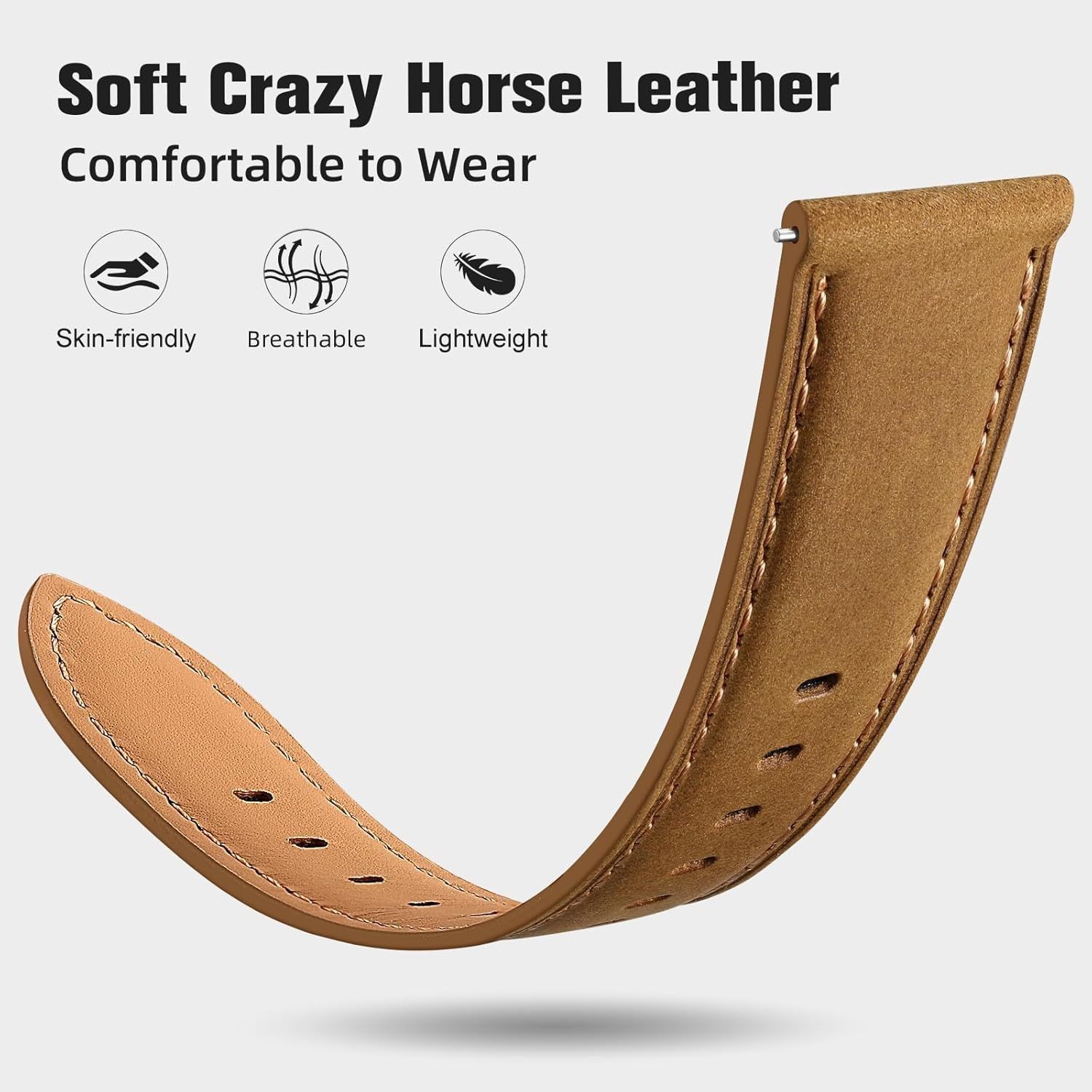 20mm Leather Strap Compatible with Garmin Vivoactive 5, Quick Release