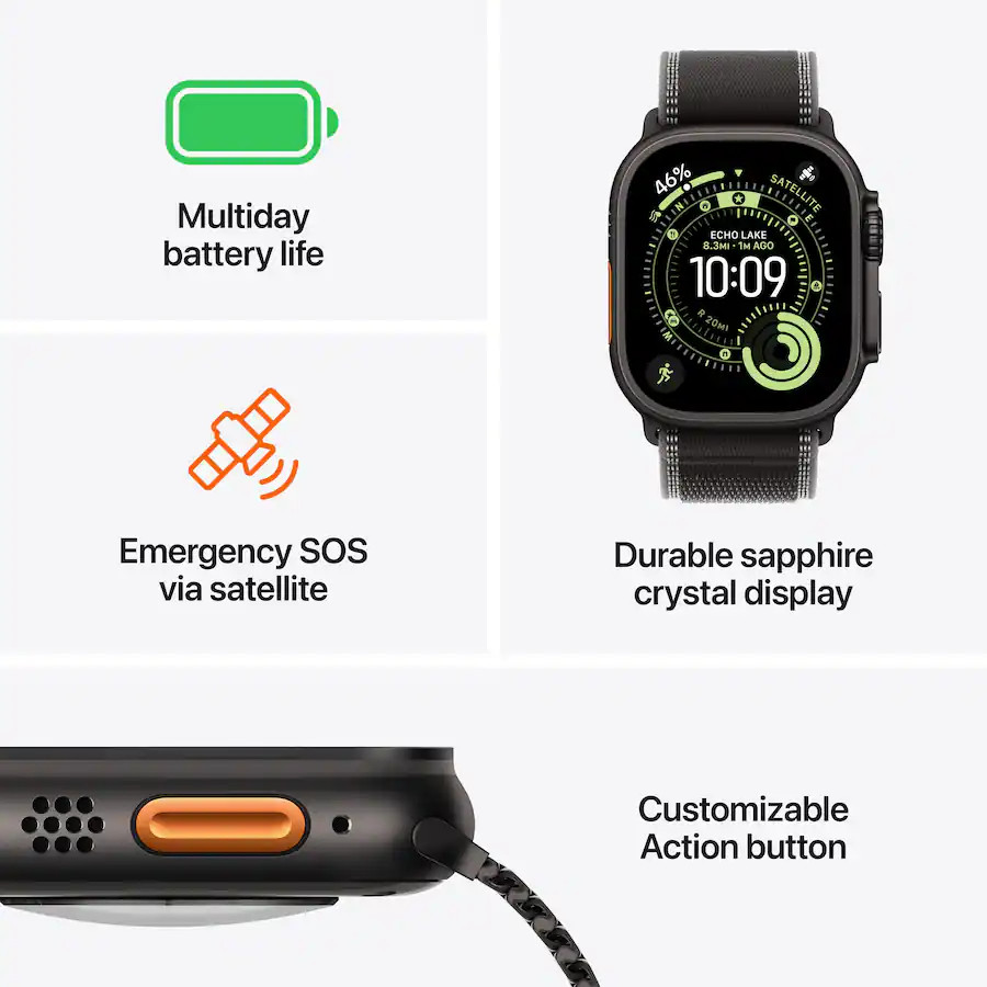 Apple Watch Ultra 3 GPS + Cellular 49mm Natural Titanium Case Blue/Bright Blue