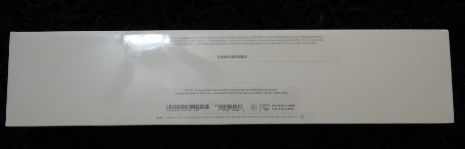 NEW Apple Watch Series 3 GPS 38mm Silver Aluminum Case & White Sport Band A1858