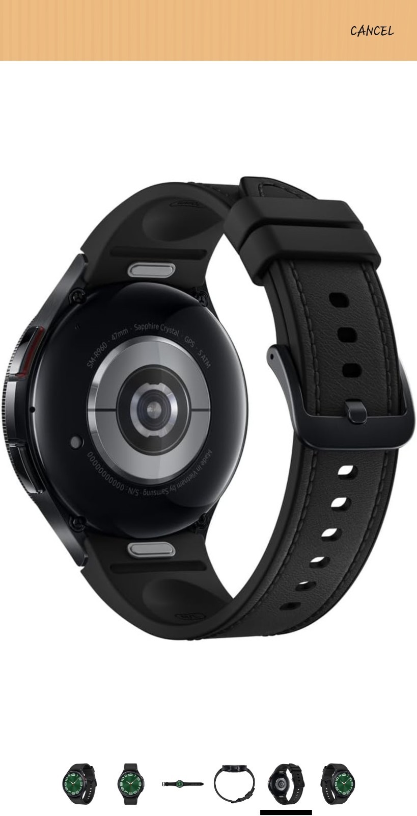 Samsung Galaxy Watch6 Classic 47mm Stainless Sapphire BT Wear OS Black Leather