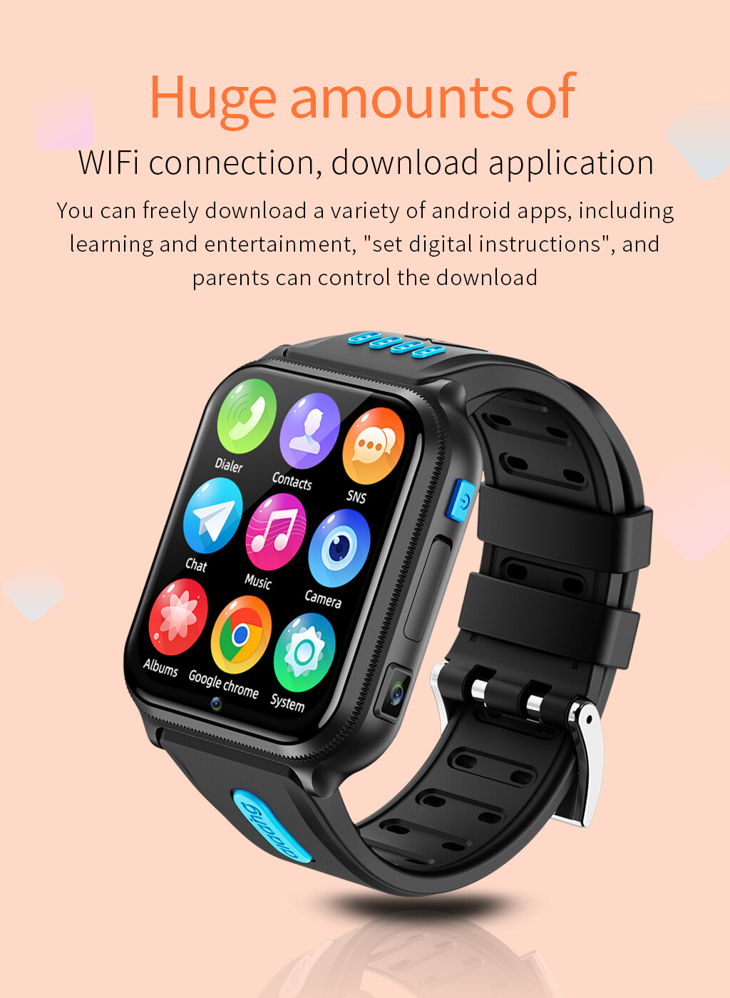 4G Student Smartwatch Unlocked Phone Watch Activity Tracker with Dual Camera