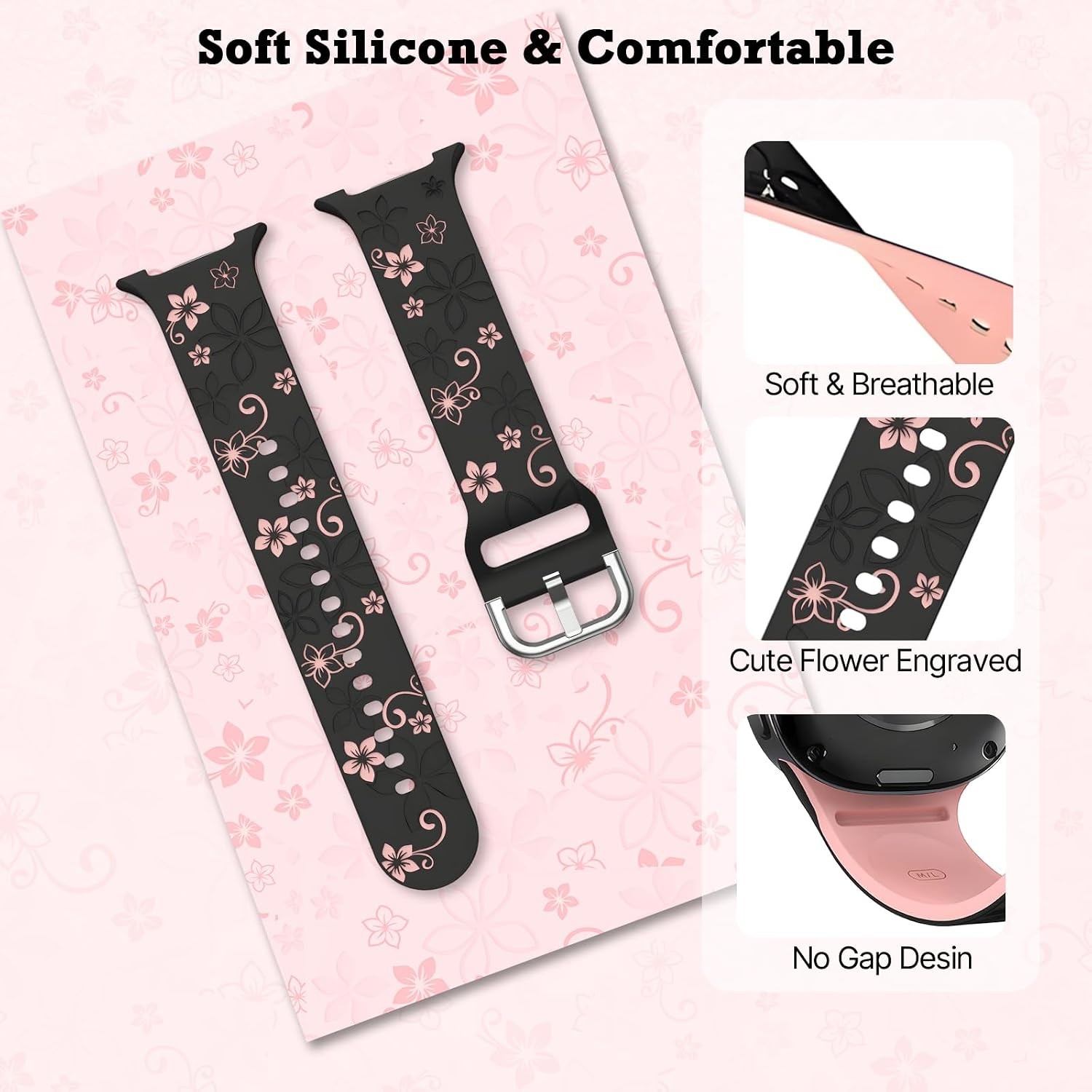 Case For Samsung Galaxy Watch 9/8 40mm/44mm/8 Classic 46mm | Floral Silicone
