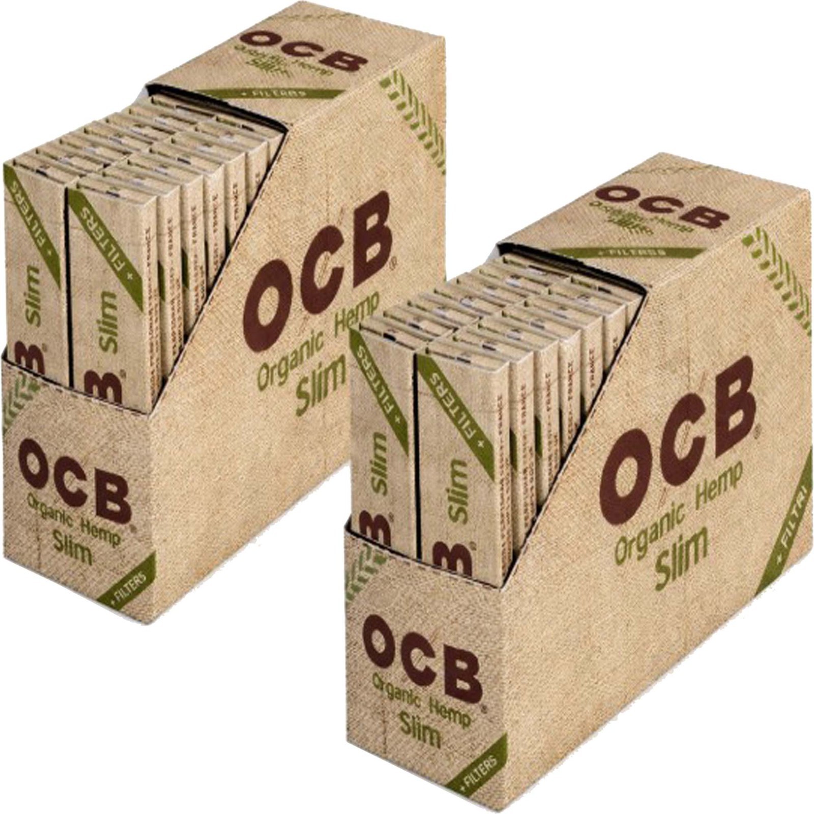 OCB Organic Hemp King Size Slim Cartine + Filtri 32 Libretti Originali ( 2 Pack)