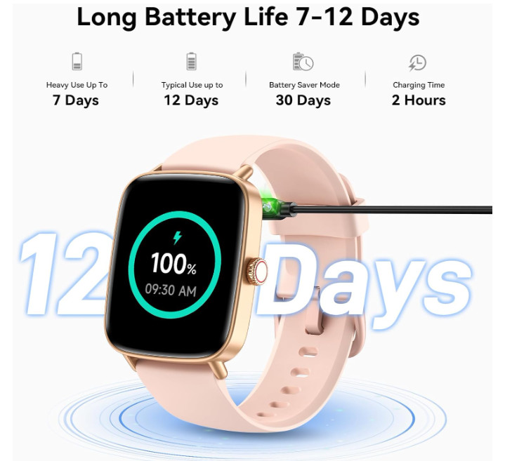 Smart Watch IDW28 for Women, 1.85″ HD AMOLED Fitness Tracker (Answer/Call) (V16