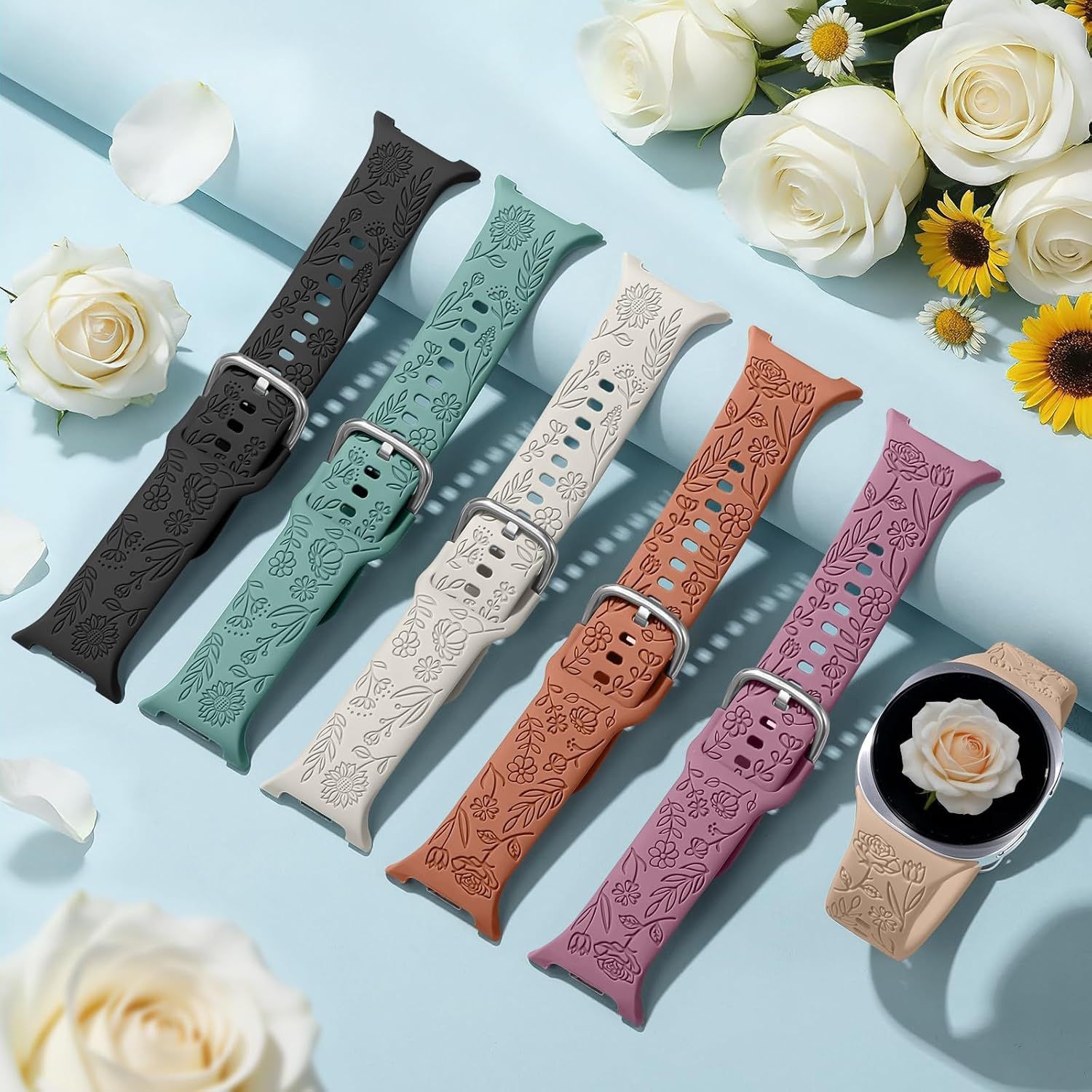 6 Pack Soft Silicone Strap Compatible with Samsung Galaxy Watch 9/8 40mm 44mm