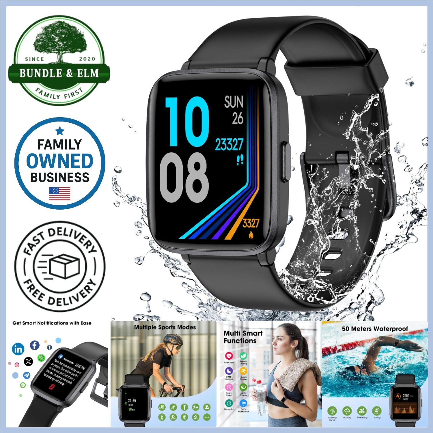 Fitness Tracker Watch with Heart Rate Monitor Large Screen Waterproof Activity