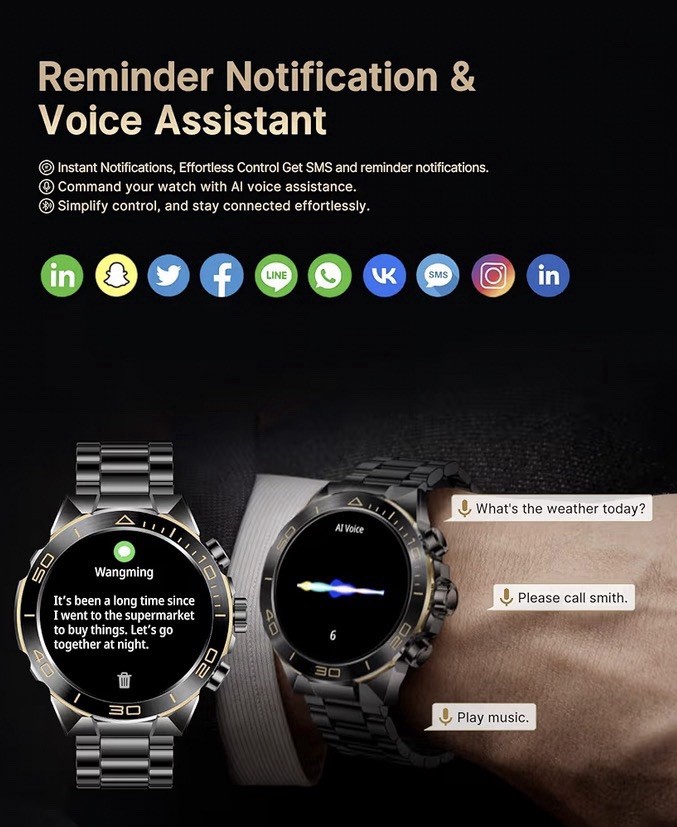 Mens Luxury Smart Watch for iPhone/Android,1.43″ AMOLED HD Screen,$150 On Amazon