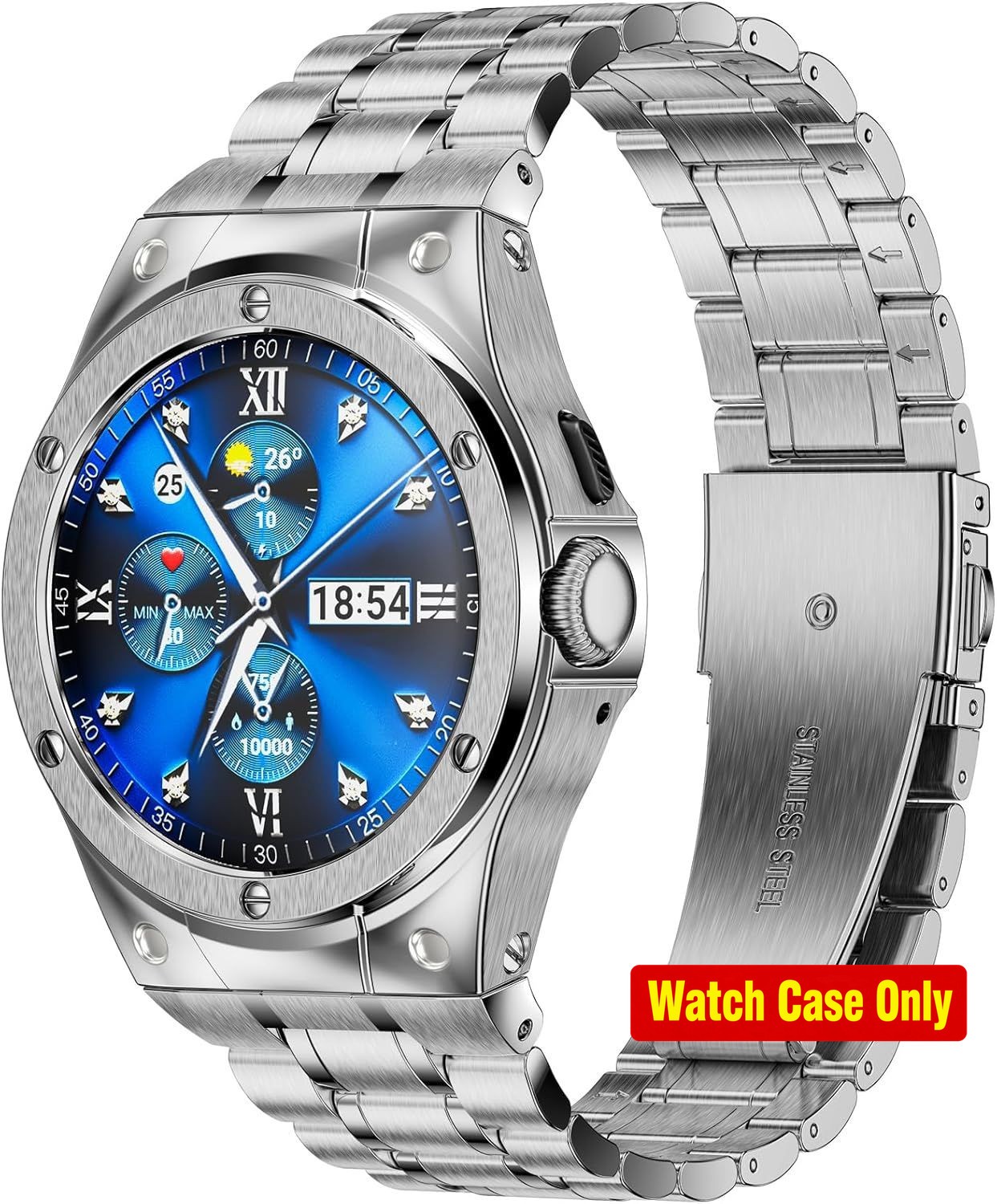 Stainless Steel Case and Bands for Google Pixel Watch 1/2 41mm, Metal Strap Bump