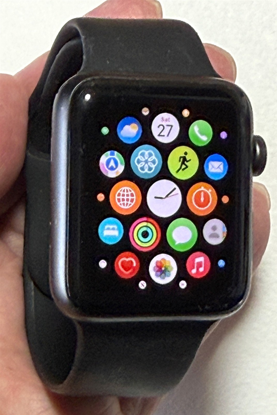 Apple Watch Series 3 42mm, Space Gray Case, Black Sport Band (GPS + Cellular)